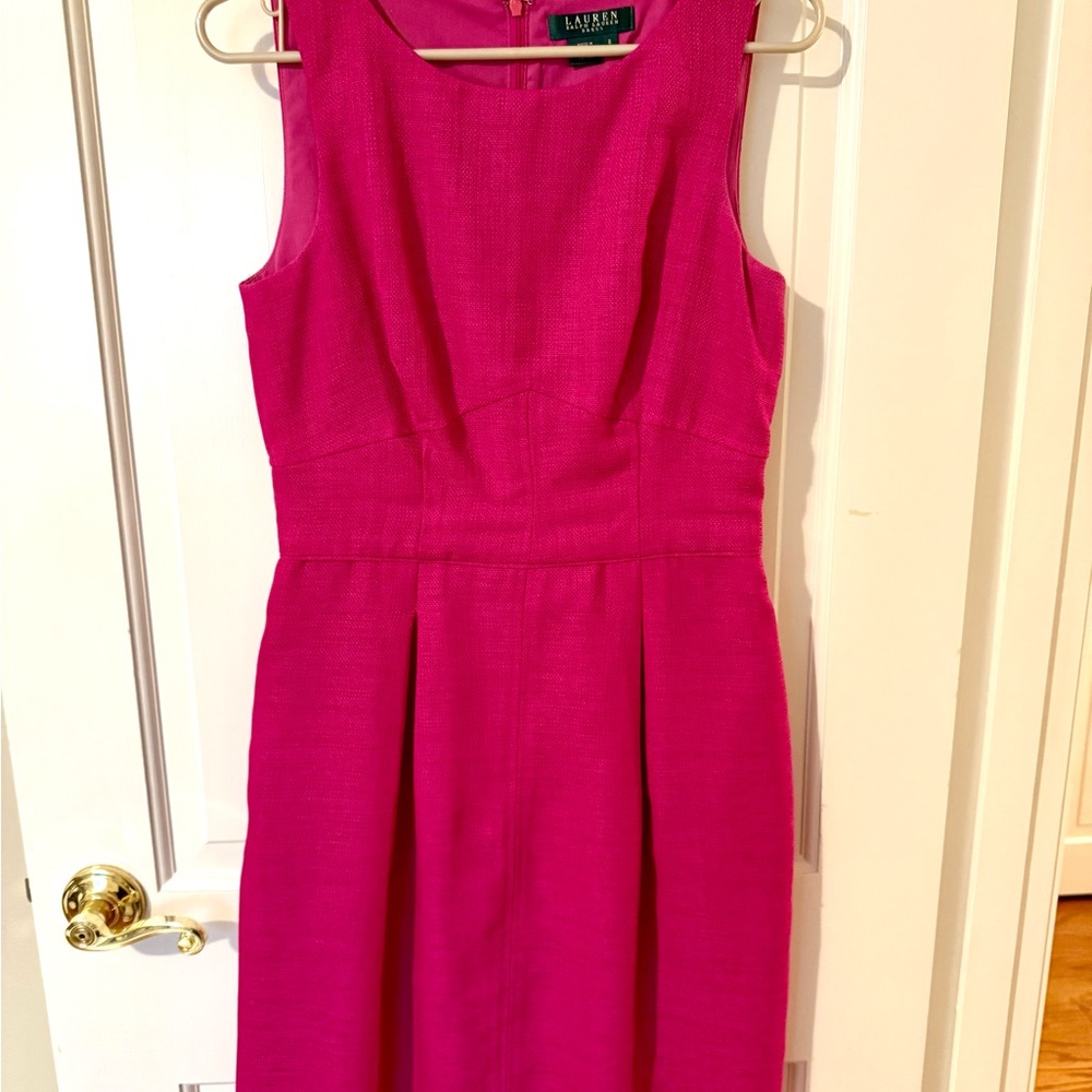 Lauren Ralph Lauren Pink Pleated Midi Sheath Dress